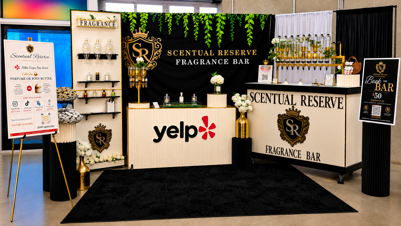 Scentual Reserve fragrance activation setup customized with Yelp branding